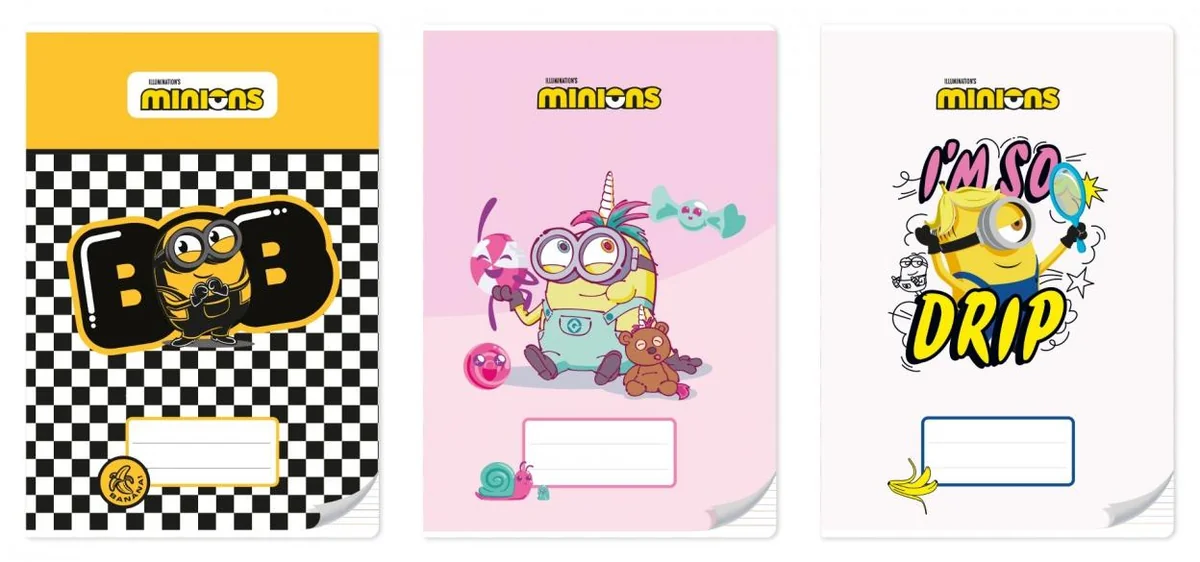 Zeszyt A4/32K Kolorowe trzy linie Minionki (10szt)