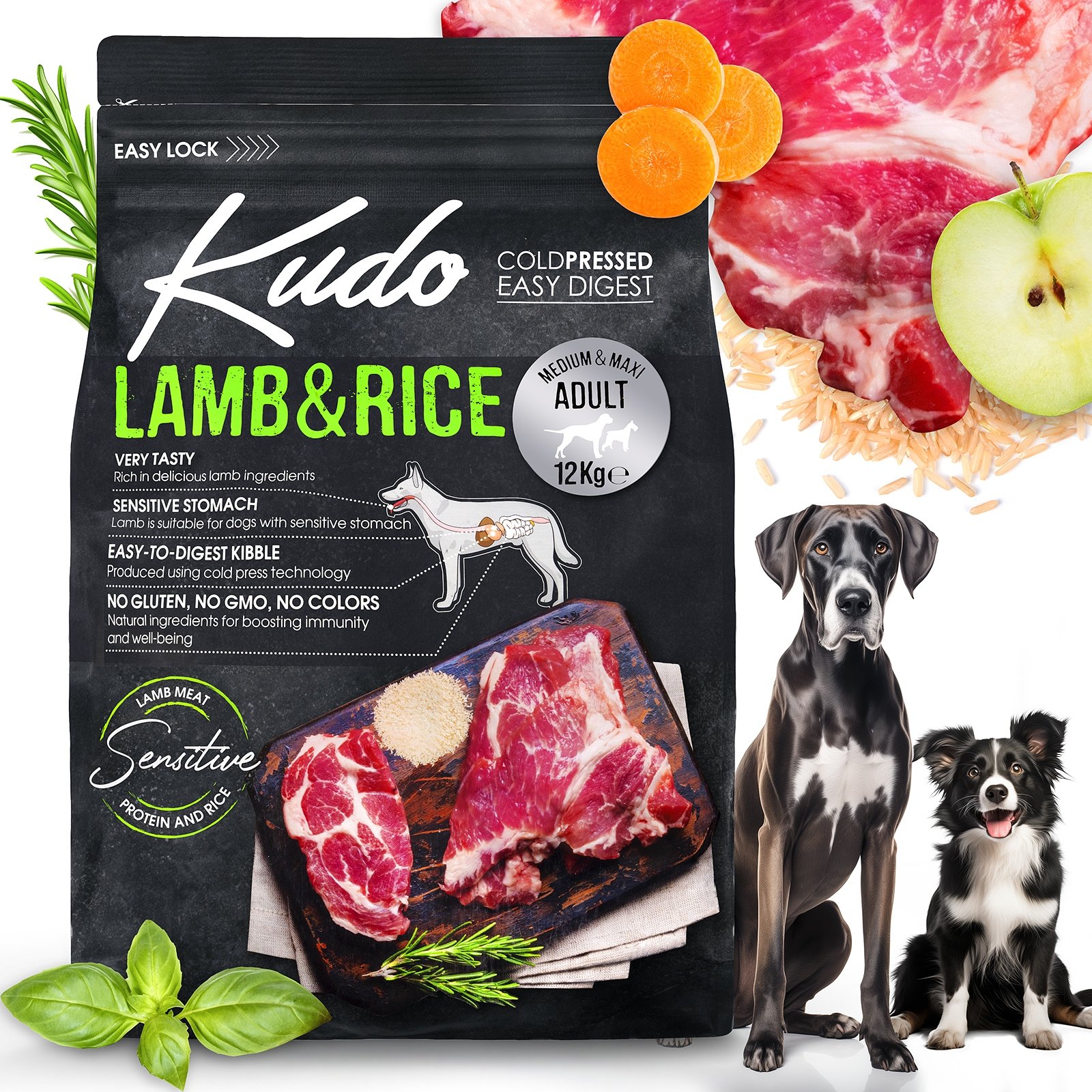 Karma Kudo Cold Pressed Jagnięcina&Ryż Medium Maxi Adult 12 kg