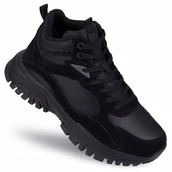 Botki męskie - BUTY męskie ZIMOWE BIG STAR SKÓRZANE ocieplane SNEAKERSY OO174517 czarne 44 - miniaturka - grafika 1