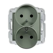 Gniazdka elektryczne - Karlik Gniazdo podwójne z przesłonami torów MINI - szałwiowy - miniaturka - grafika 1