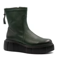 Botki damskie - Zielone skórzane botki LM60369 - Neścior - miniaturka - grafika 1