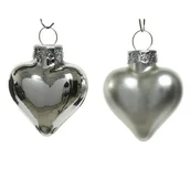 Bombki - Bombki szklane w kształcie serc serca srebrne 12sztuk - miniaturka - grafika 1