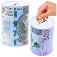 Zabawki kreatywne - Skarbonka Metalowa Dla Dzieci Banknot 500 Złotych 15 x 10,5cm LEAN TOYS - miniaturka - grafika 1