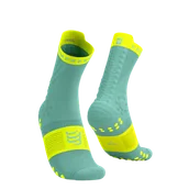 Skarpetki sportowe męskie - COMPRESSPORT Skarpetki do biegania trailowe ProRacing Socks V4 Trail shell blue/safety yellow - miniaturka - grafika 1