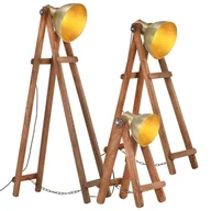 Lampy sufitowe - VidaXL Lampy podłogowe, 3 szt., kolor mosiądzu, E27, lite drewno mango 320592 VidaXL VidaXL - miniaturka - grafika 1