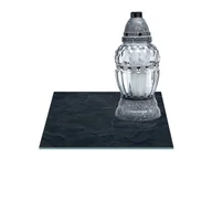 Lampiony i znicze - SZKLANA PODSTAWKA POD ZNICZE Z DEDYKACJĄ 25x25cm Skała 74e - miniaturka - grafika 1