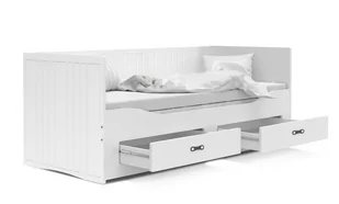 Łóżko rozkładane 80x200 materac szuflady białe HERMES - Łóżka - miniaturka - grafika 1