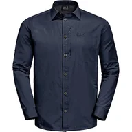 Koszule męskie - Jack Wolfskin Męska koszula z golfem Lakeside, night blue, L - miniaturka - grafika 1