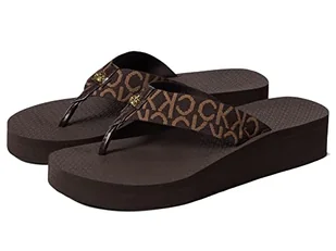 Calvin Klein Klapki damskie Meena, Brązowy Multi 210, 37 EU - Klapki i japonki damskie - miniaturka - grafika 1