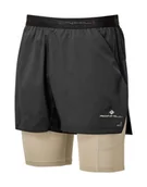 Spodnie sportowe męskie - RONHILL Spodenki biegowe męskie TECH ULTRA TWIN SHORT black-latte - miniaturka - grafika 1