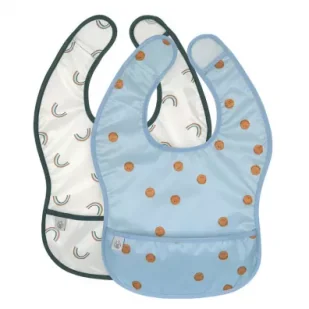 Lassig Zestaw śliniaków wodoodpornych 6 m+ Happy Rascals Smile sky blue 2 szt. - Śliniaki i fartuszki - miniaturka - grafika 1