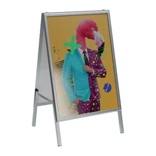 Potykacz reklamowy B2 OWZ dwustronny w ramie aluminiowej srebrnej - Systemy ekspozycyjne i znaki informacyjne - miniaturka - grafika 1