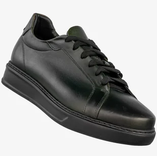 Sneakersy Męskie Skórzane Buty Sportowe Półbuty Czarne Faber Czarny 41 - Półbuty męskie - miniaturka - grafika 1