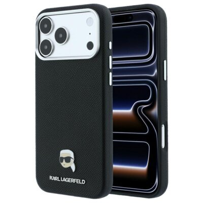 Etui KARL LAGERFELD Grained Karl Head MagSafe do Apple iPhone 17 Pro/18 Pro Czarny
