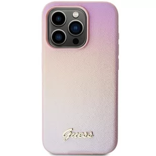 Etui Guess GUHCP14LPSAIRSP Apple iPhone 14 Pro hardcase Saffiano Iridescent Script różowy/pink - Etui i futerały do telefonów - miniaturka - grafika 4