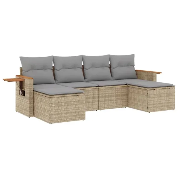 Zestaw wypoczynkowy rattan PE, beżowy, 62/85x62x69 cm