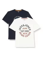 Koszulki męskie - JACK&JONES PLUS T-shirty męskie, Biały/opakowanie: biały + granatowy, 3XL - miniaturka - grafika 1