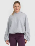 Bluzy damskie - 4F Bluza dresowa nierozpinana z kapturem damska - szara M - miniaturka - grafika 1