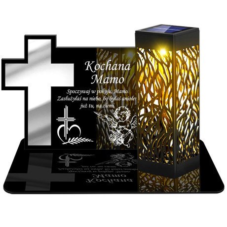 ZNICZ SOLARNY LED WIECZNY PODSTAWKA NA CMENTARZ GRÓB lampka Krzyż 3D DLA MAMY