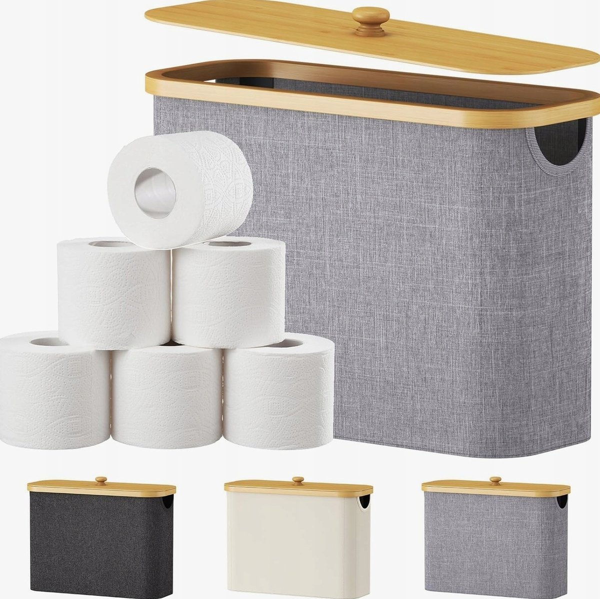 Kosz 23l na papier toaletowy stojący organizer pojemnik bambusowy