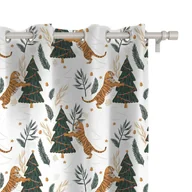 Zasłony - Zasłona WINTER wzór BN73 | Świąteczny tygrys 150 x 200 cm tkanina standard - miniaturka - grafika 1