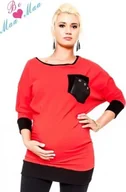 Odzież ciążowa - Be MaaMaa Bluza ciążowa MIA - kolor czerwony, rozm. L/XL - miniaturka - grafika 1