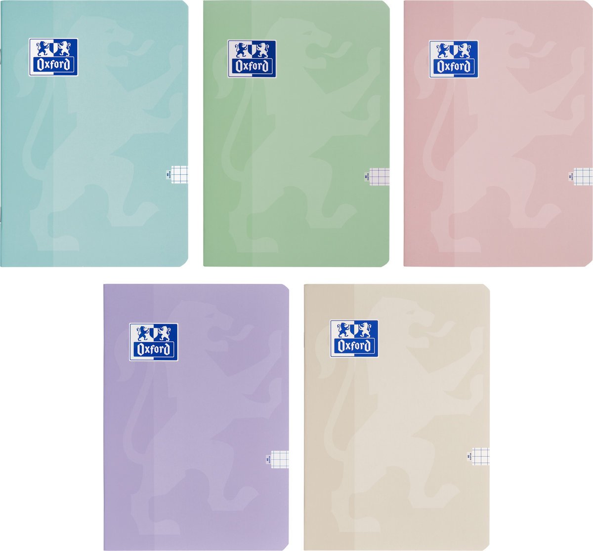 Zeszyt A5, Oxford, w kratkę, 60 kartek, Touch Pastel, 5 sztuk