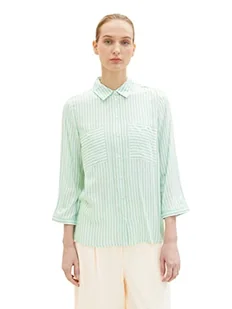 TOM TAILOR Damski Bluzka 1035257, 31202 - Green White Stripe Woven, 42 - Bluzki damskie - miniaturka - grafika 1