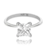 Pierścionki - MINET Pierścień srebrny z dużą białą cyrkonią wielkość 13 - miniaturka - grafika 1