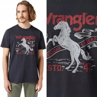Wrangler AMERICANA TEE Olive T-Shirt zielona bawełniana koszulka nadruk M - Koszulki męskie - miniaturka - grafika 1