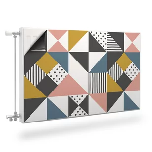 Osłona Magnetyczna Grzejnika GEOMETRYCZNE Kolorowe Trójkąty 110cm x 60cm - Dekoracje domu - miniaturka - grafika 1