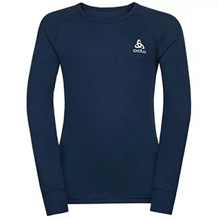 Koszulki męskie - Odlo Męski T-shirt Bl Top Crew Neck L/S Active Warm Eco Kids niebieski Dark Sapphire 152 159229 - grafika 1