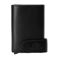 Portfele - Męski portfel skórzany z wysuwaną przegrodą na karty czarne - miniaturka - grafika 1