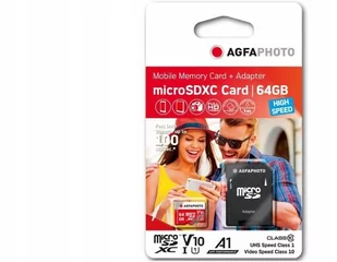 AgfaPhoto MicroSDXC Class 10 + Adapter 64GB (10582) - Karty pamięci - miniaturka - grafika 1