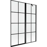Parawany nawannowe - Mexen Mist parawan nawannowy 2-skrzydłowy prawy 130 x 150 cm, czarna kratka, czarny - 8A9-130-011-70-77-P - miniaturka - grafika 1