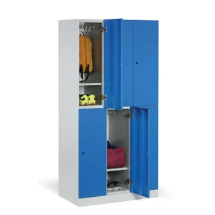 Szafka ubraniowa ze schowkami, 6 schowków, 1850 x 900 x 500 mm, zamek z czytnikiem kart RFID, drzwi laminowane, orzech - Szafki biurowe - miniaturka - grafika 3