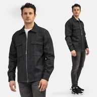 Kurtki męskie - Kurtka Męska ZARA Lekka Cienka Jesień Wiosna W Kratę Czarna 8288/382/401 S Czarny - miniaturka - grafika 1