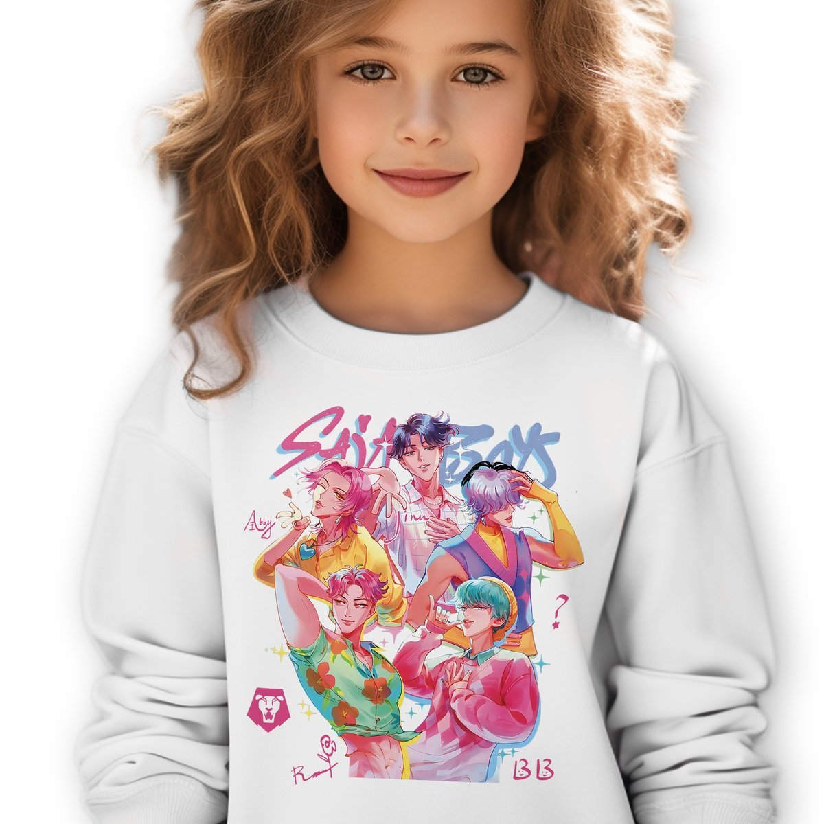 Bluza Dziecięca Biała SAJA BAND Do Przedszkola K-pop Muzyka Wz Rozm 128 cm