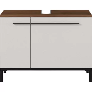 Szarobeżowa szafka pod umywalkę w dekorze orzecha 80x59 cm Yonkers – Germania - Szafki łazienkowe - miniaturka - grafika 1