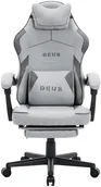 Fotele gamingowe - Fotel Gamingowy z tkaniny DEUS Edge Gray-1, podnóżek - miniaturka - grafika 1