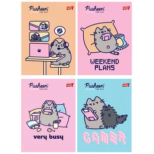 4 X ZESZYT A5, 32 KARTKI, TRZY LINIA, PUSHEEN KOTEK KOT - Zeszyty szkolne - miniaturka - grafika 1