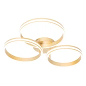 Oprawy, klosze i abażury - QAZQA Lampa sufitowa mosiężna w tym LED 3-stopniowa ściemnialna 3-punktowa - Navara - miniaturka - grafika 1