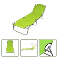 Leżaki ogrodowe - The Living Store Składany leżak - stal malowana proszkowo - zielony - Leżak - miniaturka - grafika 1