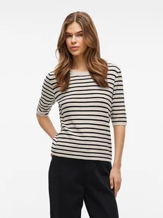 Vila Koszulka "Zicha" w kolorze kremowo-czarnym - Koszulki i topy damskie - miniaturka - grafika 1