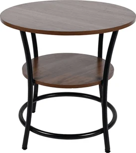 Stolik kawowy okrągły loft fi 56x55cm orzech - Ławy i stoliki kawowe - miniaturka - grafika 1