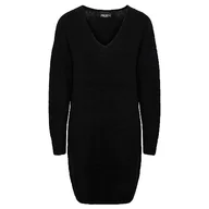 Sukienki - Bestseller A/S Damska sukienka Pcjuliana Ls V-Neck Knit Dress Noos Bc, czarny, L - miniaturka - grafika 1
