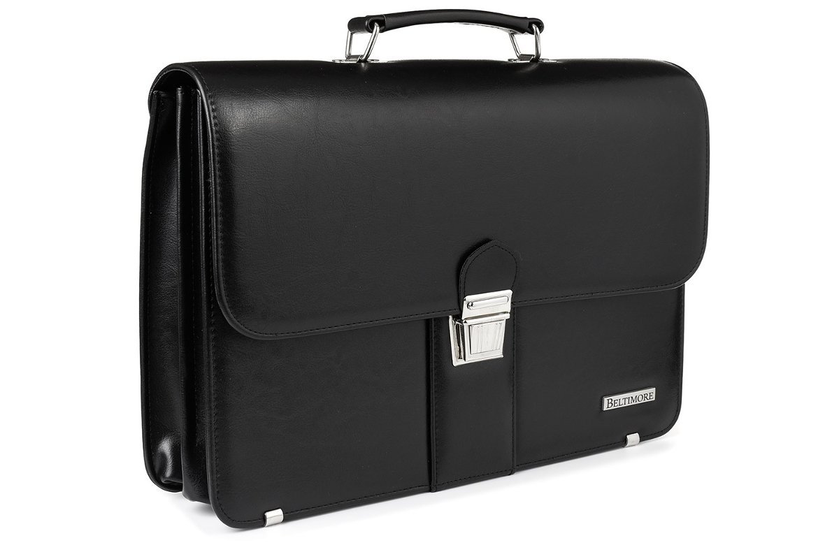 Czarna męska aktówka Beltimore teczka elegancka pojemna W37 czarny