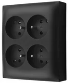 Gniazdka elektryczne - Simon Aquaclick Gniazdo IP20, 4-krotne z uziem. czarny ACGZN4/49 - miniaturka - grafika 1