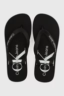 Klapki i japonki damskie - Calvin Klein Jeans japonki BEACH SANDAL MONOLOGO TPU damskie kolor czarny na płaskim obcasie - miniaturka - grafika 1