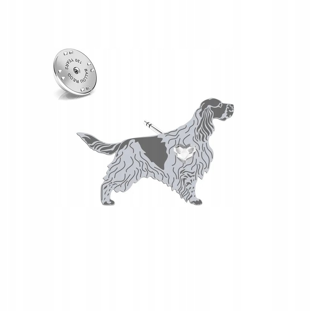 Wpinka Srebrna z psem Springer Spaniel 925 Prezent Biżuteria DEDYKACJA